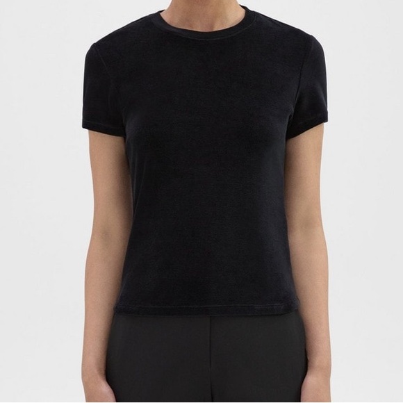 Theory Tops - NWOT! Theory "Tiny Tee" Soft Black Velvet Ribbed Crew Neckline Sz M